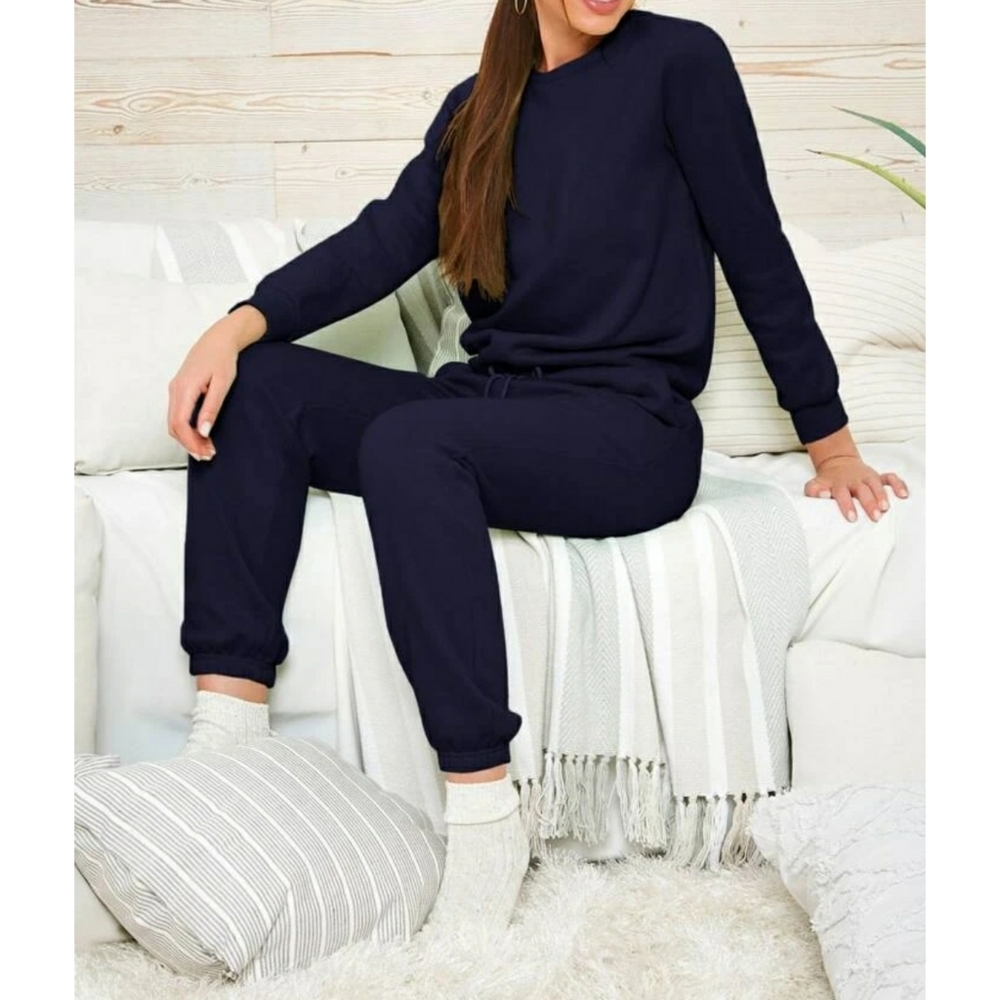 Navy Blue Pullover & Pockets Joggers